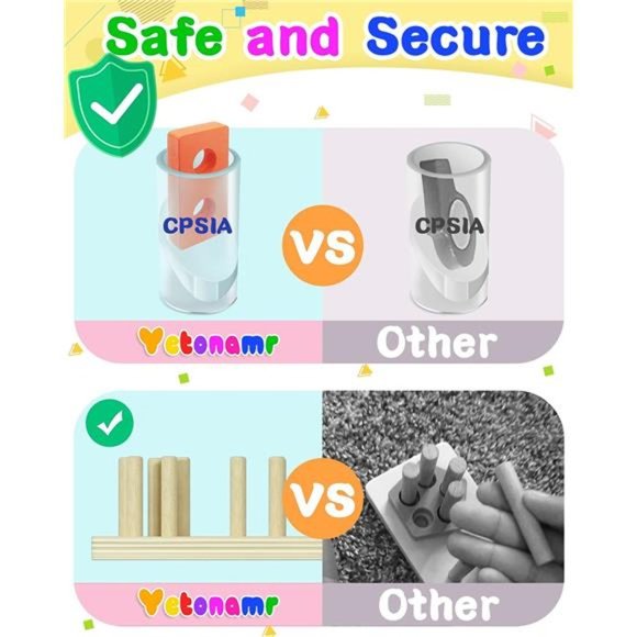 Montessori Toys for 1 2 3 Years Old Boys Girls, Wooden Sorting & Stacking Toys - Picture 5 of 6